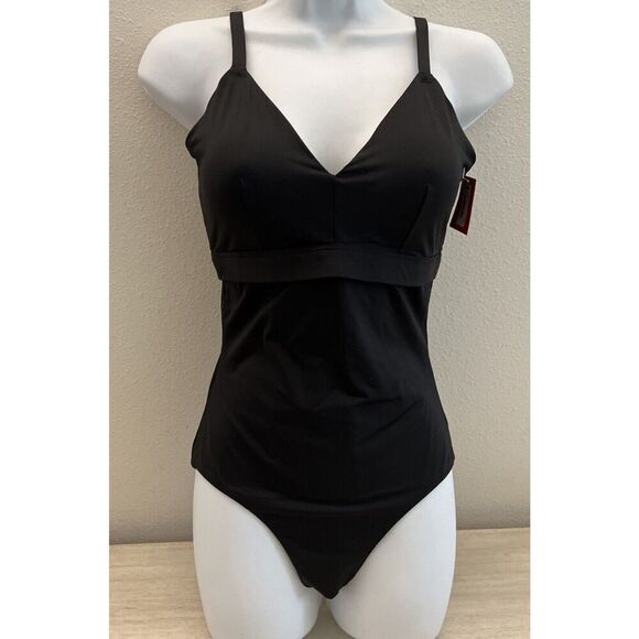 SPANX Womens Sz 3X Classic V-Neckline One Piece Swimsuit Black Slimming - Picture 2 of 16